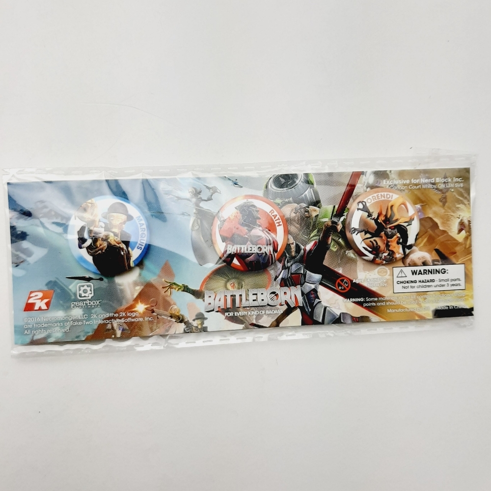 🍒4 for $20🍒 New - 2016 BATTLEBORN Set of 3 - Pins Badges Loot Crate Exclusive